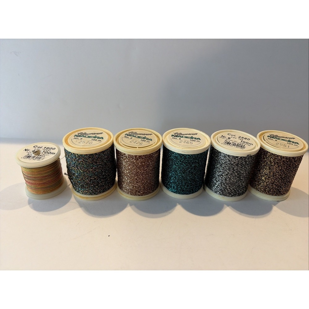 Madeira Glamour Metallic Embroidery Thread Lot 6 Spools No 8 Nr 4 Assorted